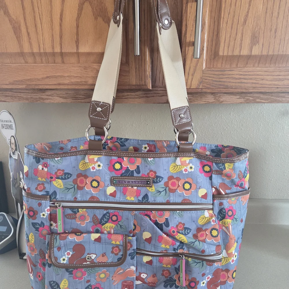 Lily Bloom Multicolor Floral Baby Bag with Brown Accents